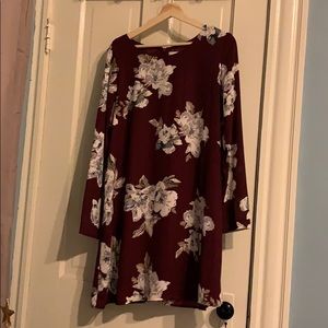 Everly Maroon Shift Dress